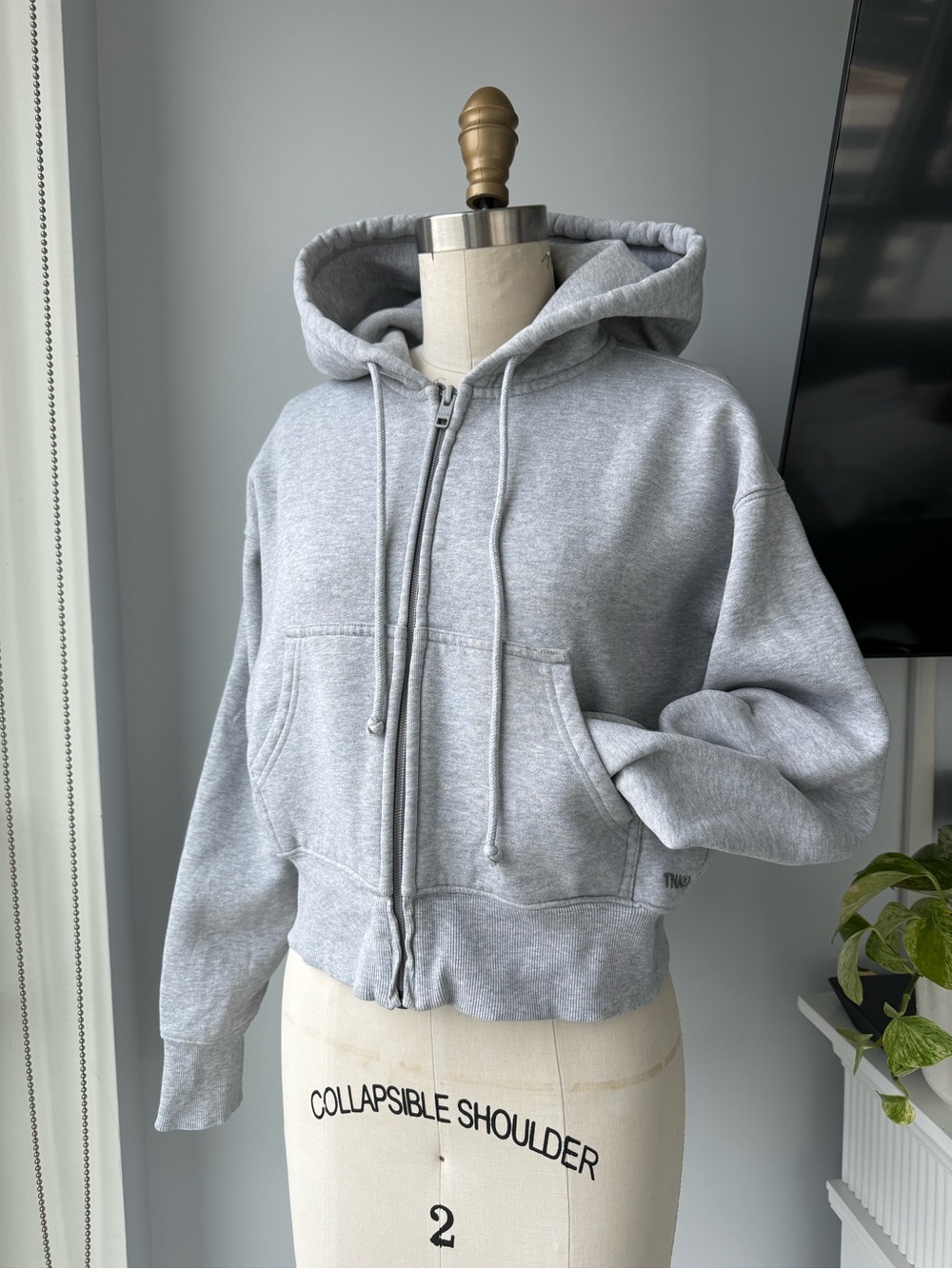 Aritzia TNA Light Gray Zip-Up Hoodie